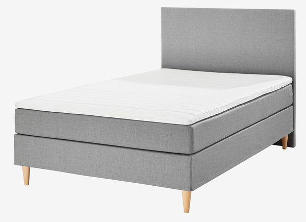Boxspring posteľ 140x200 LEIRKUP sivá mäkká